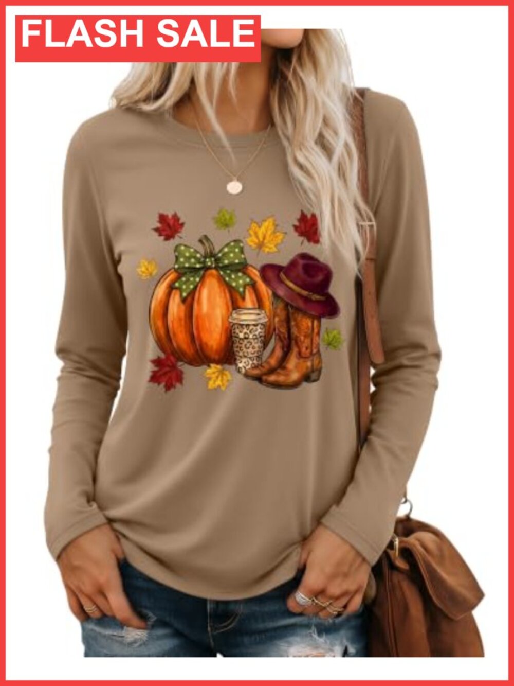 Long Sleeve Pumpkin Graphic Tee Fall Casual Crew Neck Top